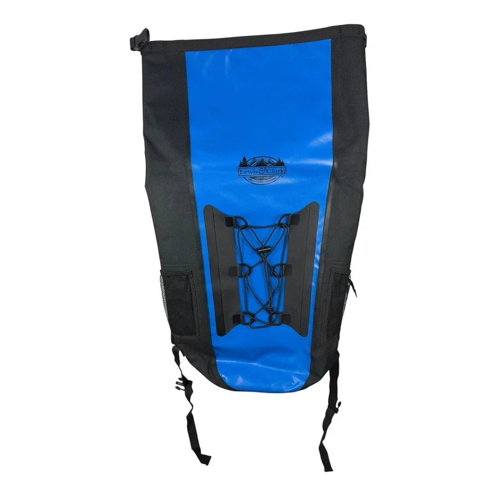 Lewis & Clark Blue Black PVC Tarpaulin Roll Top Waterproof Dry Bag Backpack